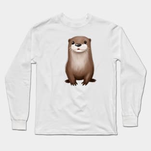 Cute Otter Drawing Long Sleeve T-Shirt